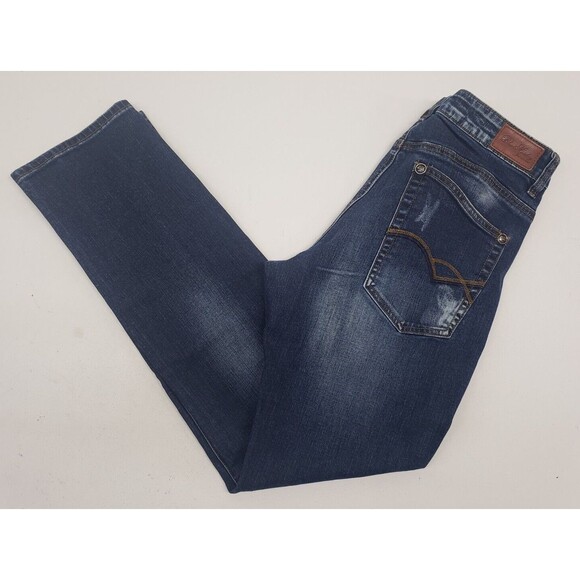 Blue Monkey Jeans Mens Size 34 x 32 Distressed Exc. Used Cond Dark Wash Whiskers - Picture 3 of 10